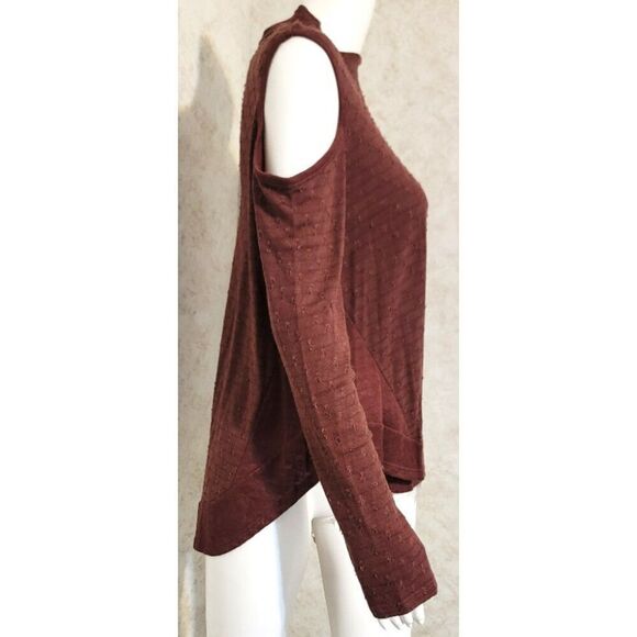 Lazy Sundays Mulberry Cold Shoulder Cotton Blend Top - Size M - Picture 1 of 9